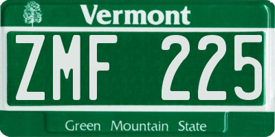 VT license plate ZMF225