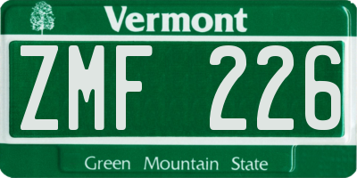 VT license plate ZMF226