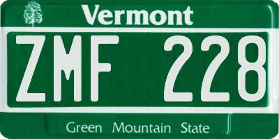 VT license plate ZMF228