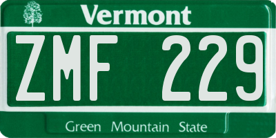 VT license plate ZMF229