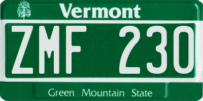 VT license plate ZMF230