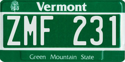VT license plate ZMF231