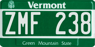 VT license plate ZMF238