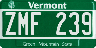 VT license plate ZMF239