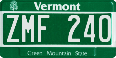 VT license plate ZMF240