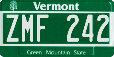 VT license plate ZMF242