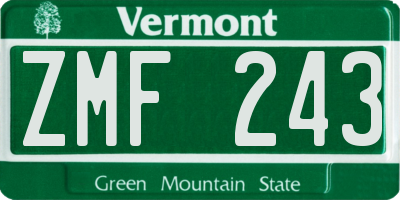 VT license plate ZMF243