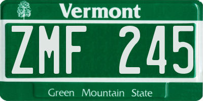 VT license plate ZMF245