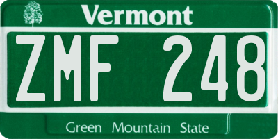VT license plate ZMF248