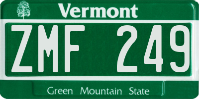 VT license plate ZMF249