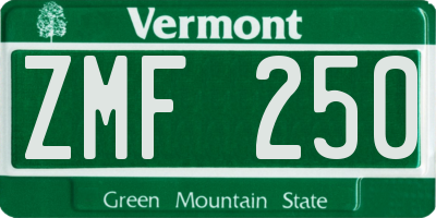 VT license plate ZMF250