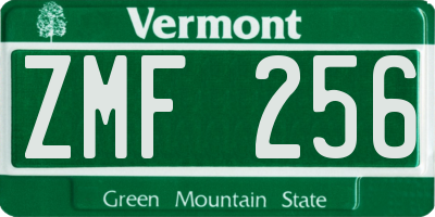 VT license plate ZMF256