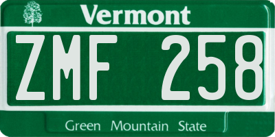 VT license plate ZMF258