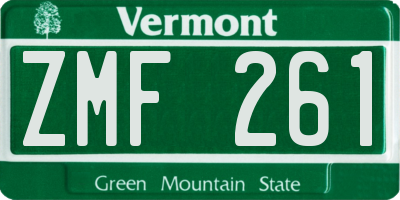 VT license plate ZMF261