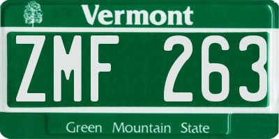 VT license plate ZMF263