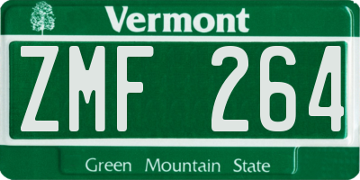 VT license plate ZMF264