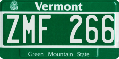VT license plate ZMF266