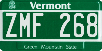VT license plate ZMF268