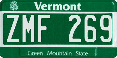 VT license plate ZMF269