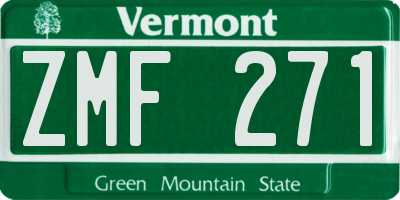 VT license plate ZMF271