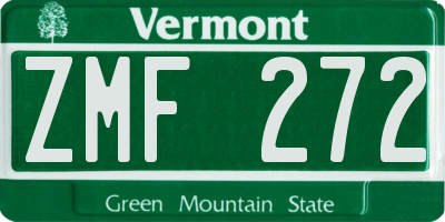 VT license plate ZMF272
