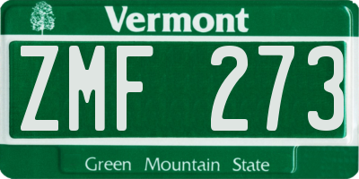 VT license plate ZMF273