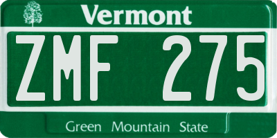 VT license plate ZMF275