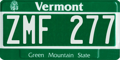 VT license plate ZMF277