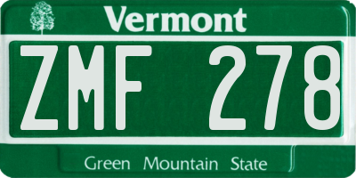 VT license plate ZMF278
