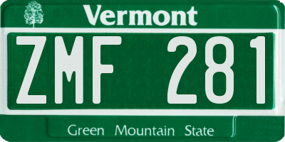 VT license plate ZMF281