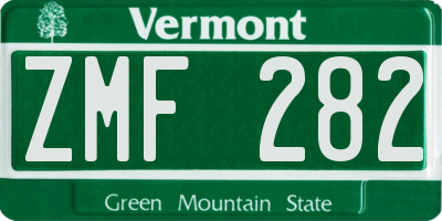 VT license plate ZMF282