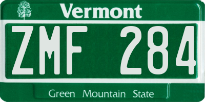 VT license plate ZMF284
