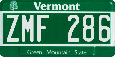 VT license plate ZMF286