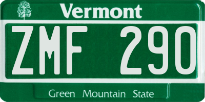 VT license plate ZMF290