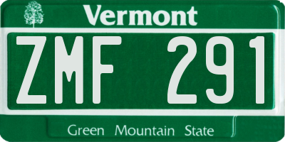 VT license plate ZMF291