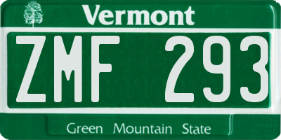VT license plate ZMF293