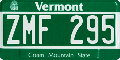 VT license plate ZMF295
