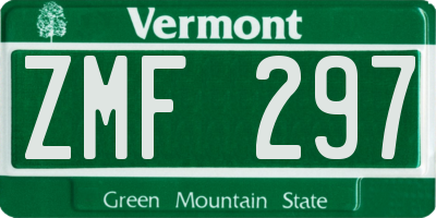 VT license plate ZMF297