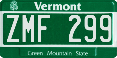 VT license plate ZMF299
