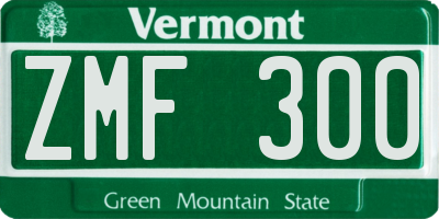 VT license plate ZMF300