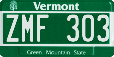 VT license plate ZMF303
