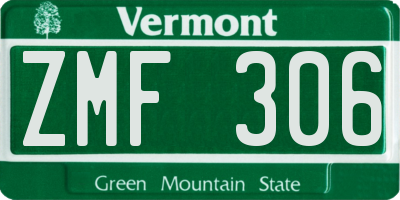 VT license plate ZMF306