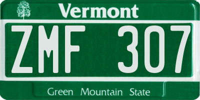 VT license plate ZMF307
