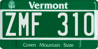 VT license plate ZMF310