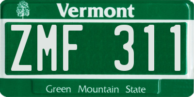 VT license plate ZMF311
