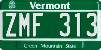 VT license plate ZMF313