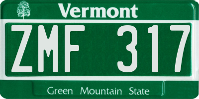 VT license plate ZMF317