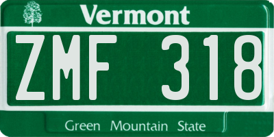 VT license plate ZMF318