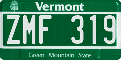 VT license plate ZMF319