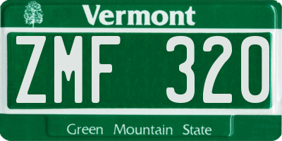 VT license plate ZMF320